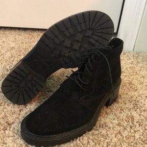 Via Spiga black suede lace up booties